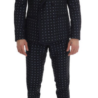 Blue Silk Double Breasted 3 Piece Suit