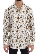 White Silk JAZZ Motive Print Shirt