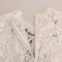 White Crystal Embellished Lace Blouse