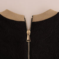 Black Fairy Tale Brocade Zipper Sweater