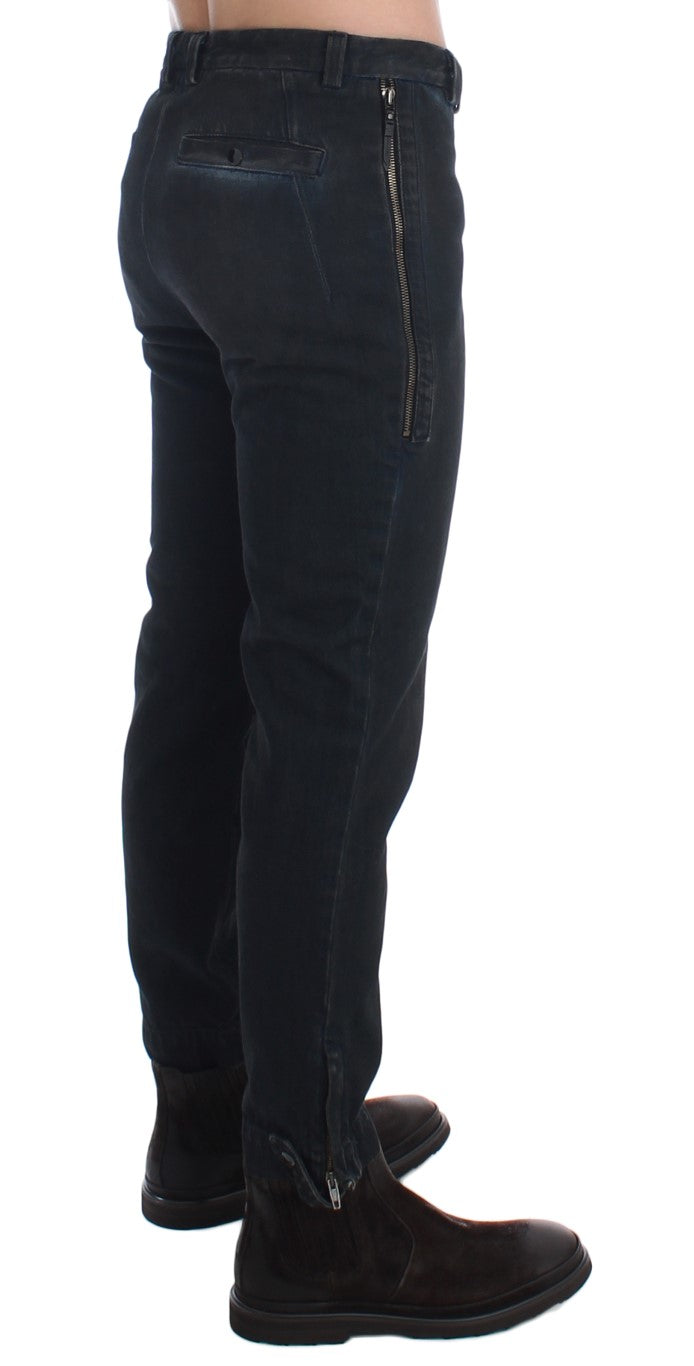 Blue Cotton Slim Pants Denim Jeans