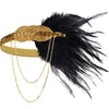 Roaring 20s Black Feather and Beads Headband - Hull Hill