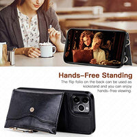 Black Credit Card Holder iPhone Case for 12 or 12 Pro with Crossbody and Wrist Strap Lanyards