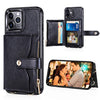 Black Credit Card Holder iPhone Case for 12 or 12 Pro with Crossbody and Wrist Strap Lanyards