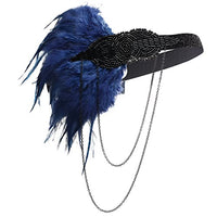 Roaring 20s Black Feather and Beads Headband - Hull Hill