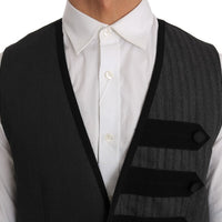 Gray Wool Patterned Slim Vest