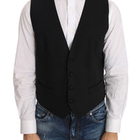 Black Wool Silk Vest