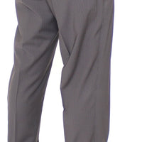 Brown Wool Stretch Pleated Pants