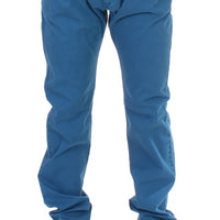 Blue Cotton Straight Fit Chinos