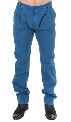 Blue Cotton Straight Fit Chinos