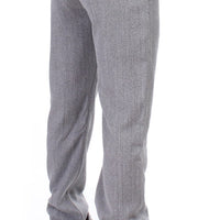 Gray Stretch Regular Straight Fit Pants