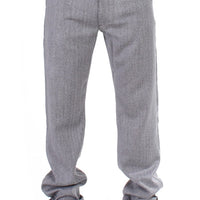 Gray Stretch Regular Straight Fit Pants