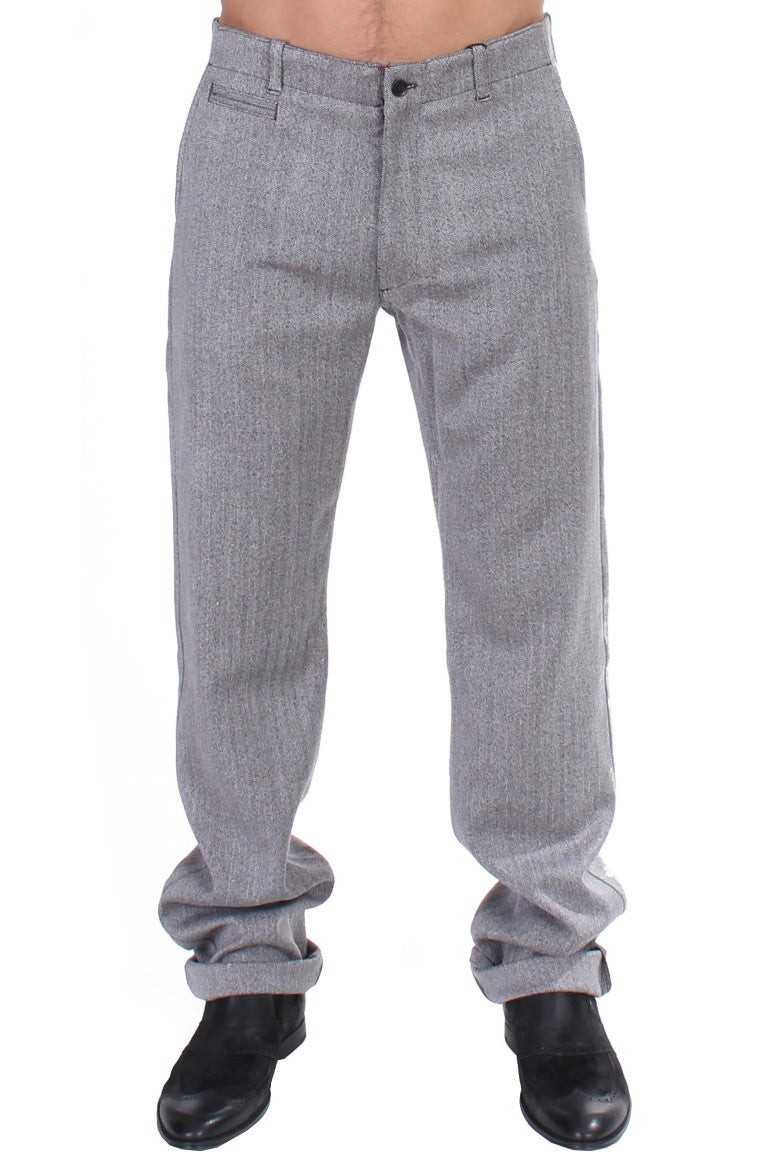 Gray Stretch Regular Straight Fit Pants