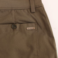 Green Cotton Stretch Comfort Fit Pants