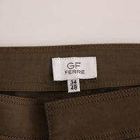 Green Cotton Stretch Comfort Fit Pants