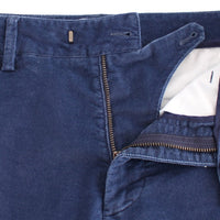 Blue Cotton Straight Fit Casual Pants