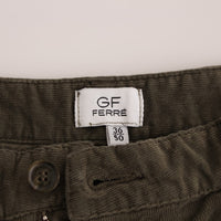 Green Stretch Straight Fit Corduroy Pants