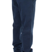 Blue Stretch Straight Fit Pants Chinos