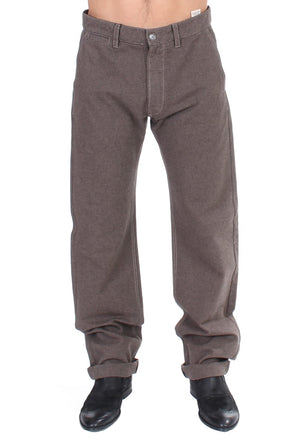 Brown Cotton Regular Fit Casual Pants