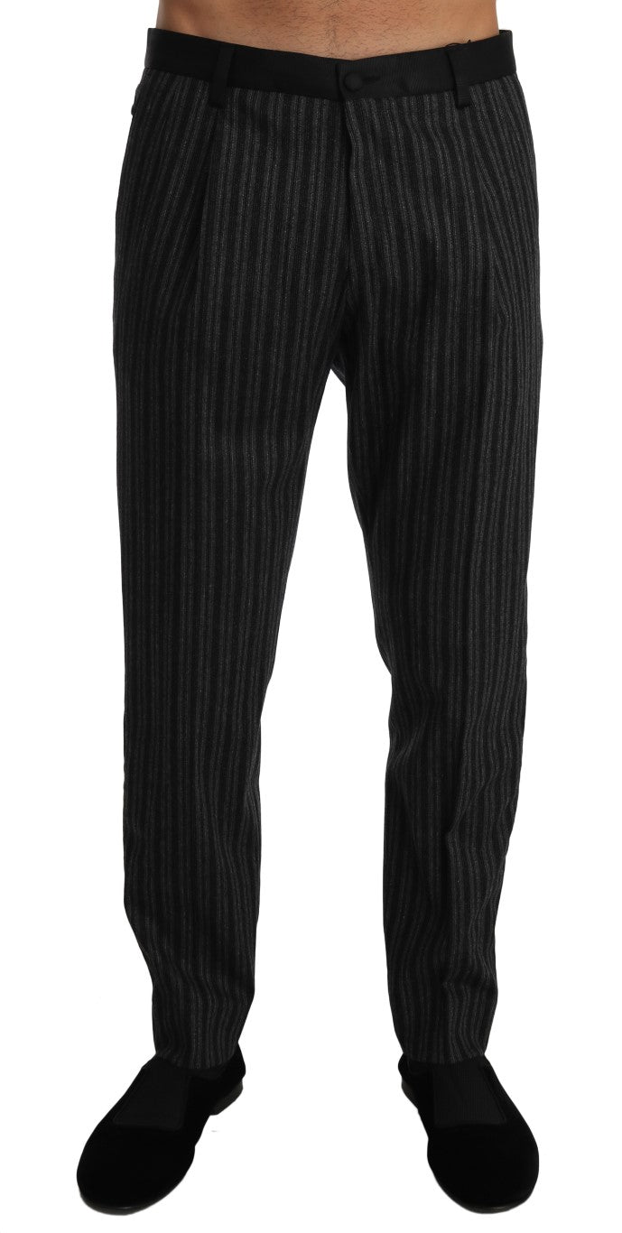 Gray Wool Black Stripe Regular Trousers Pant