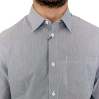 Gray Striped Cotton Casual Shirt