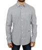 Gray Striped Cotton Casual Shirt