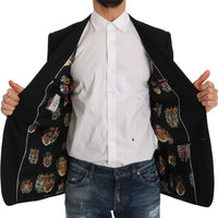 Black Wool MARTINI Coat of Arms Blazer Jacket