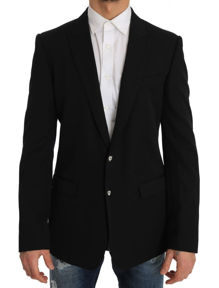 Black Wool MARTINI Coat of Arms Blazer Jacket