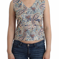 Paisley printed knit tank top