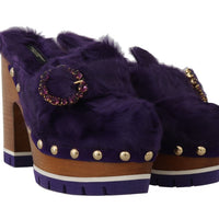 Purple Xiangao Fur Crystal Mules