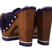 Purple Xiangao Fur Crystal Mules