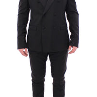 Black Striped Double Breasted Slim Fit Suit