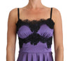 Purple Stretch Black Lace Dress