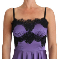 Purple Stretch Black Lace Dress