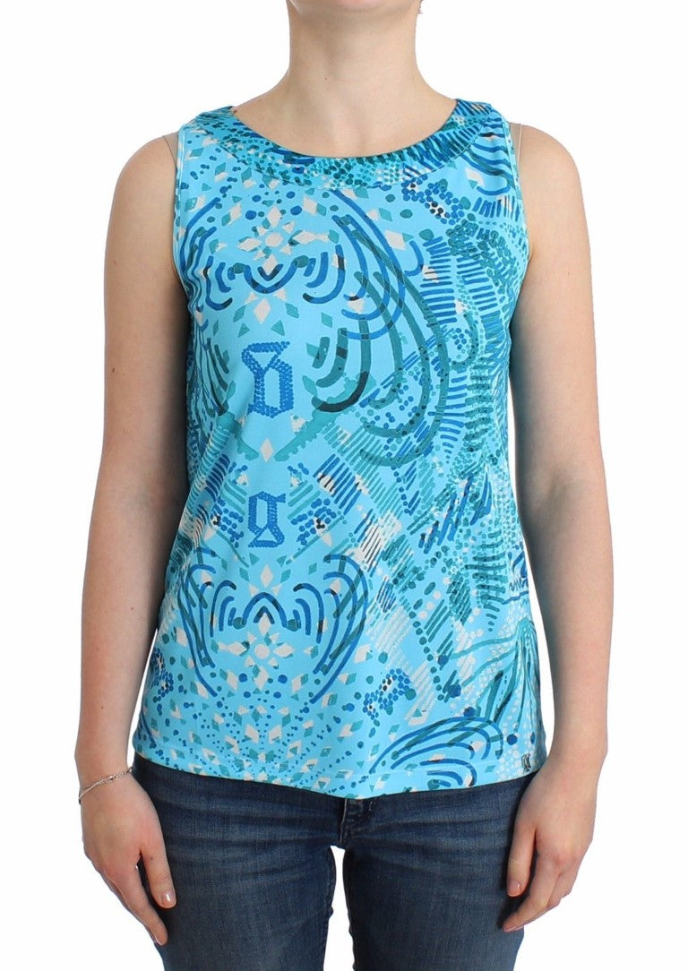 Blue printed tank top