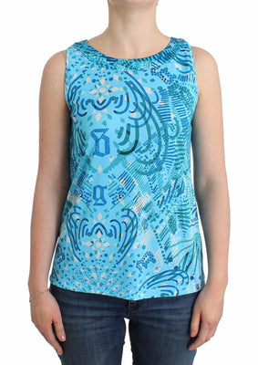 Blue printed tank top