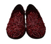 Red Velvet Crystal Sequined Loafers