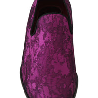 Purple Jacquard Loafers Dress Formal Shoes