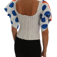 White Polka Silk Corset Bustier Top