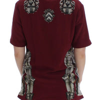 Red Knight Print Silk Blouse T-shirt