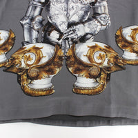 Gray Knight Crown Print Silk Blouse Top