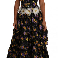 Black Sartoria Ball Floral Rose Crystal Dress