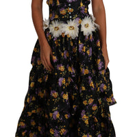 Black Sartoria Ball Floral Rose Crystal Dress