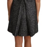 Gray Houndstooth Floral Appliqué Shift Mini Dress