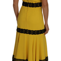 Yellow Dress Floral Lace Fringes Sheath dress