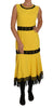 Yellow Dress Floral Lace Fringes Sheath dress