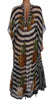 Blue White Silk Striped Pineapple Tunic Gown Maxi Dress