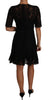 Black Floral Lace Sheath Short Sleeves Dress