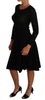 Black Knitted Wool Sheath Long Sleeves Dress