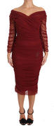 Red Stretch Sheath Bodycon Gown Dress